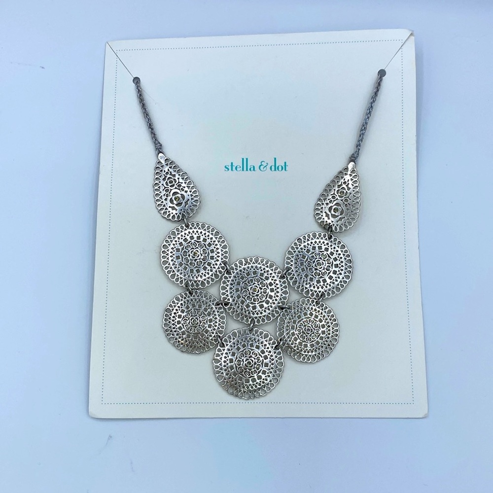 Stella & Dot Silver Coin Bib Necklace